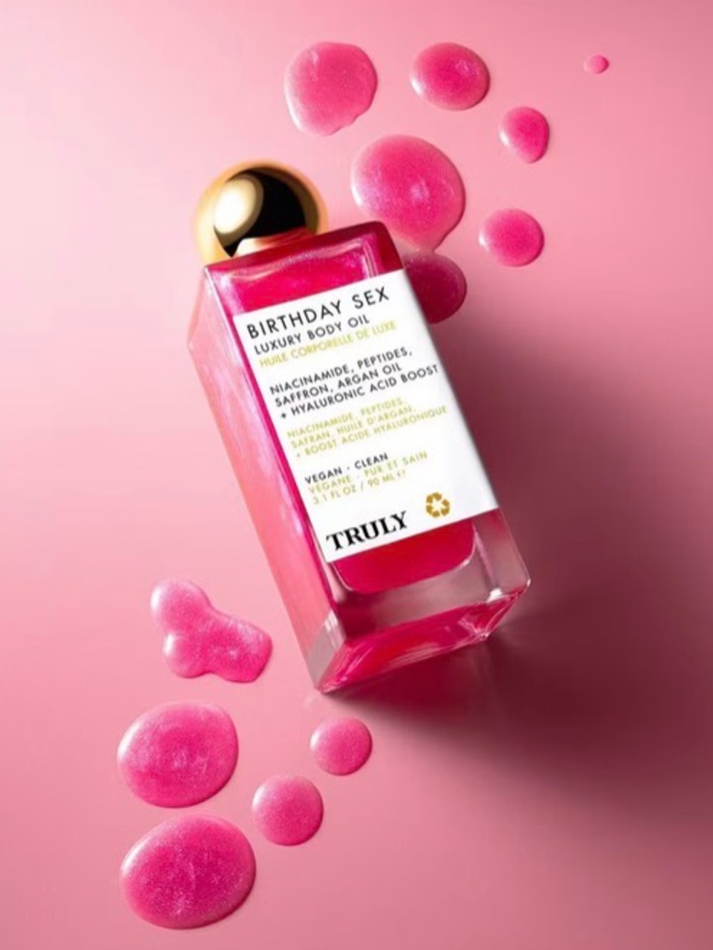 TRULY Birthday Sex Luxury Body Oil - Pink with Gold Cap